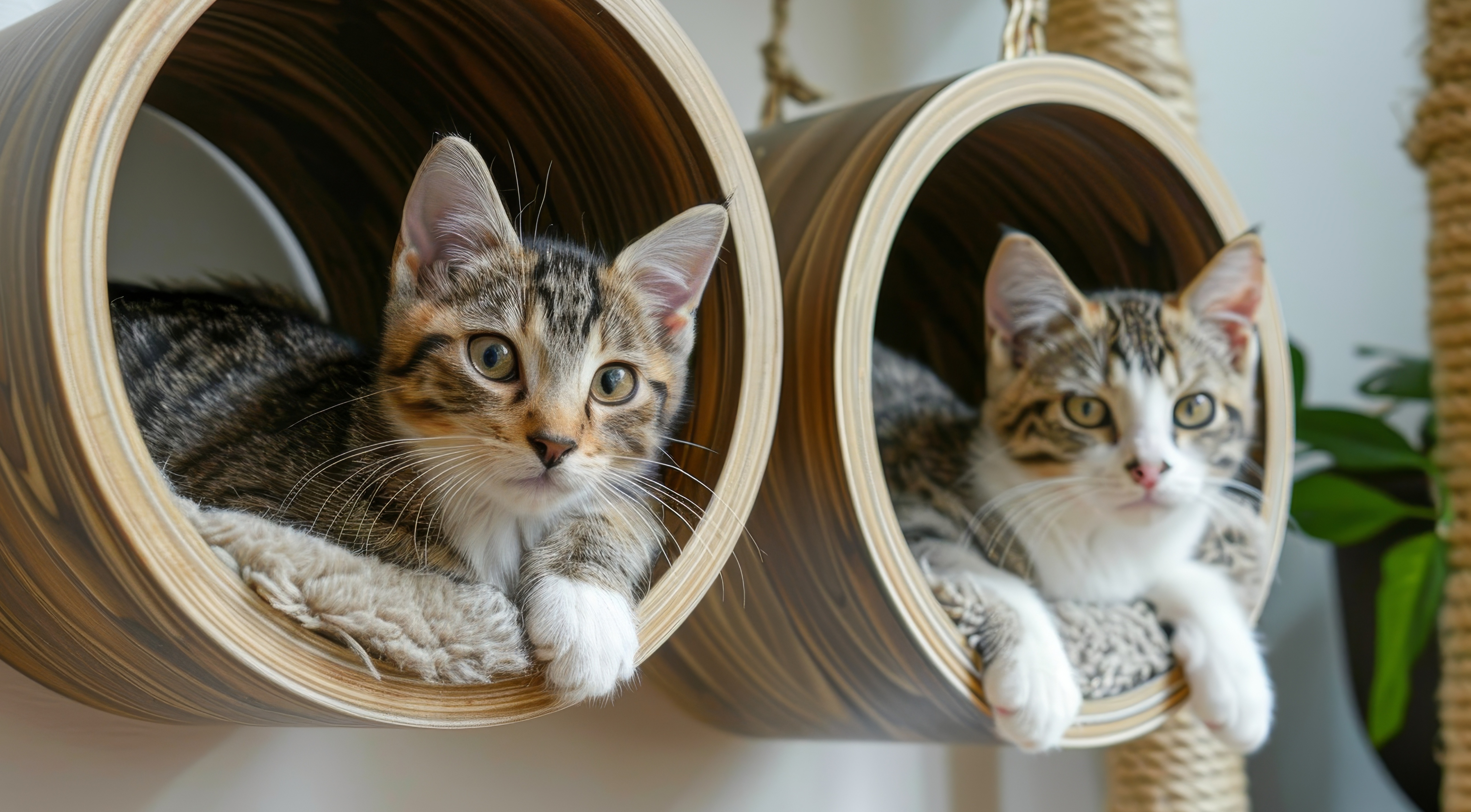 Kittens in Wall Mounted Tube Beds